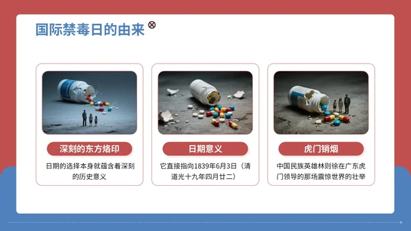 红蓝配色简约禁毒知识宣传PPT模板