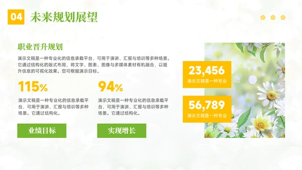 绿色小清新晋升述职报告PPT模板