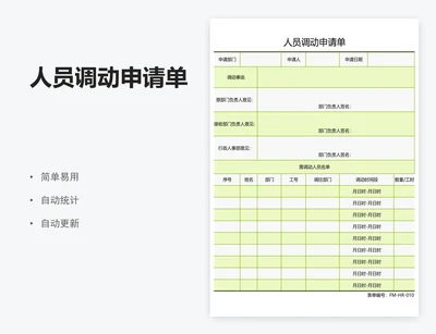人员调动申请单