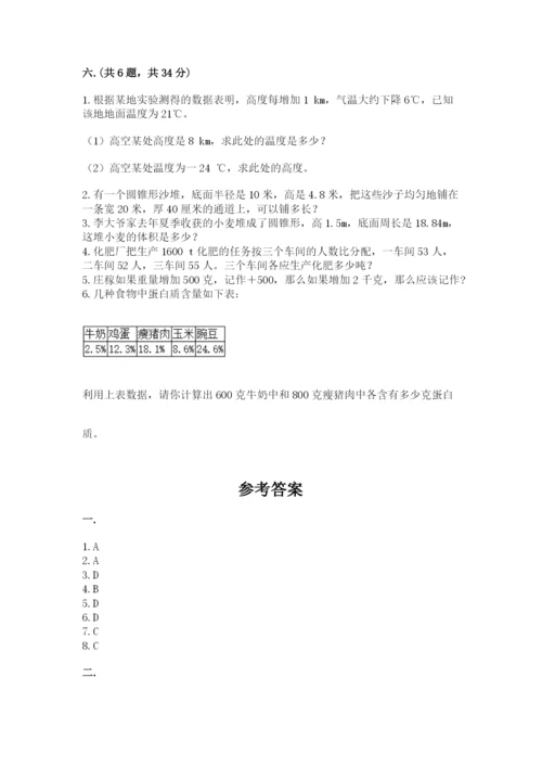 苏教版数学小升初模拟试卷及完整答案（各地真题）.docx