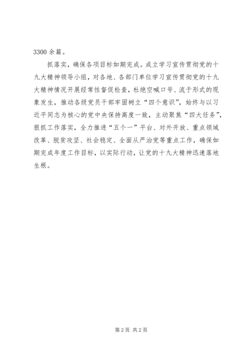 深入学习宣传贯彻十九大精神情况汇报.docx