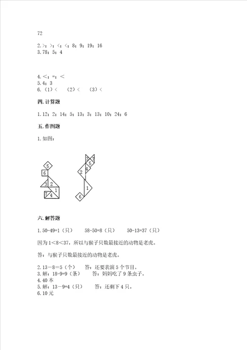 小学一年级下册数学期末测试卷含完整答案易错题