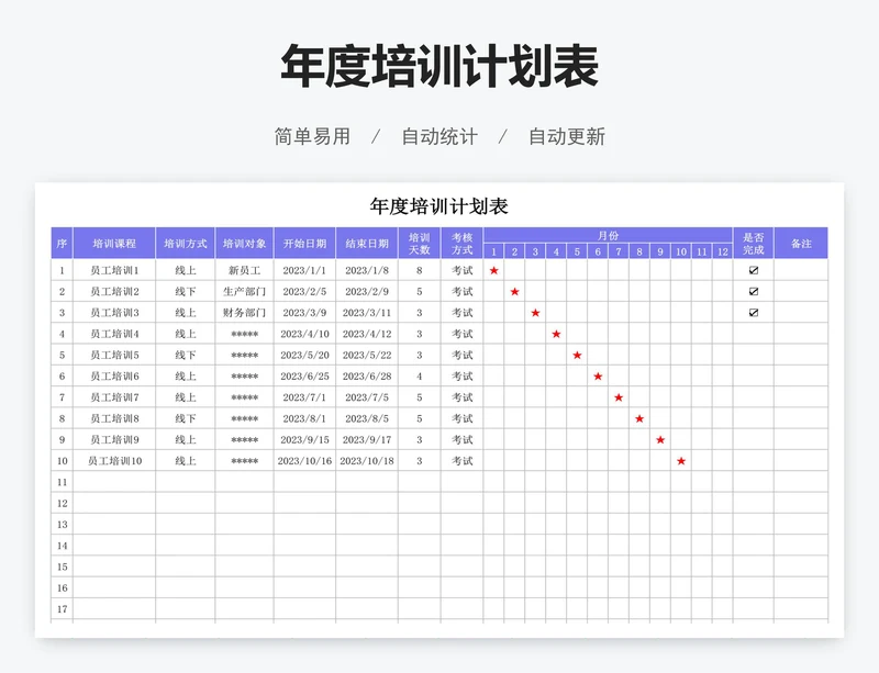 年度培训计划表