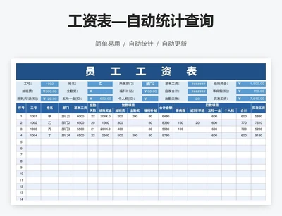 工资表—自动统计查询