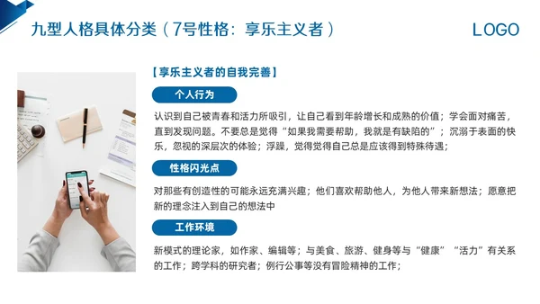 蓝色简约九型人格PPT模板宣传PPT动态PPT