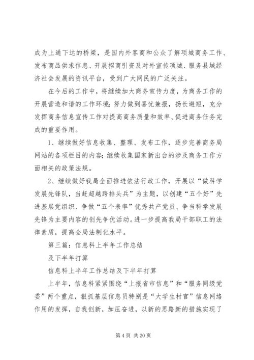 市委宣传部信息科上半年工作总结及下半年计划.docx