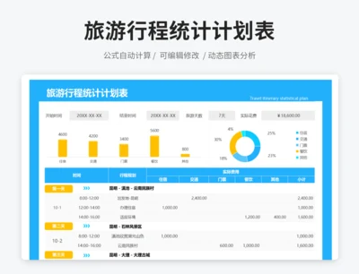 旅游行程统计计划表