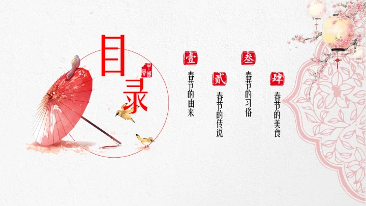 淡雅中国风春节文化习俗介绍PPT模板