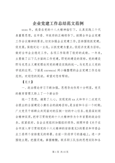 企业党建工作总结范文范例.docx