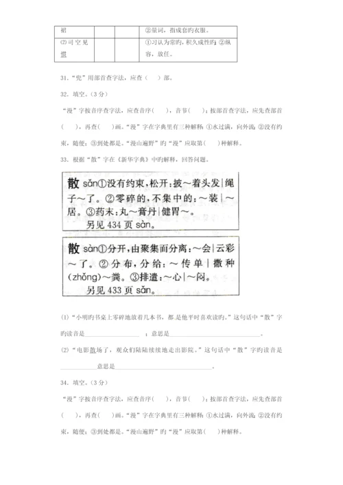 2023年小升初语文知识专项训练基础知识一查字典.docx