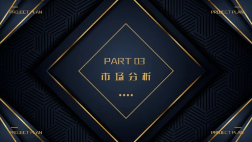 商业项目计划书深蓝色暗金通用PPT模板