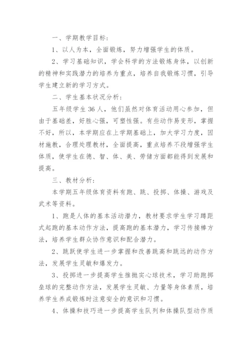 小学五年级体育教学工作计划5篇.docx