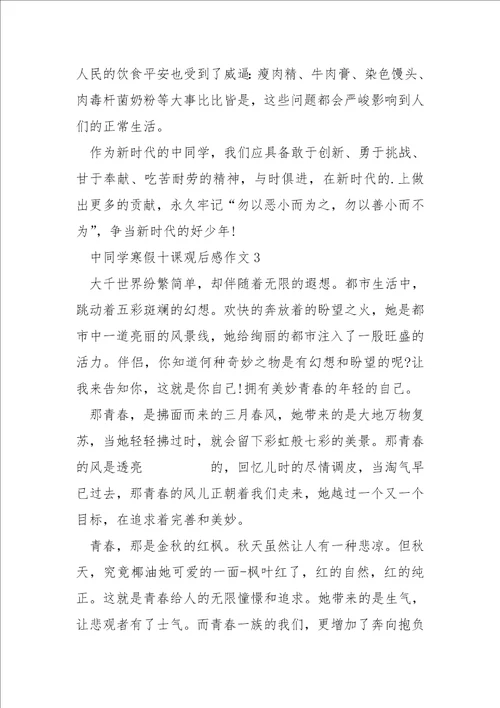 中学生寒假十课观后感作文