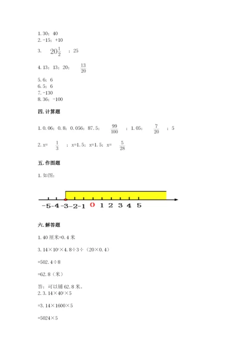 侯马市六年级下册数学期末测试卷完整版.docx