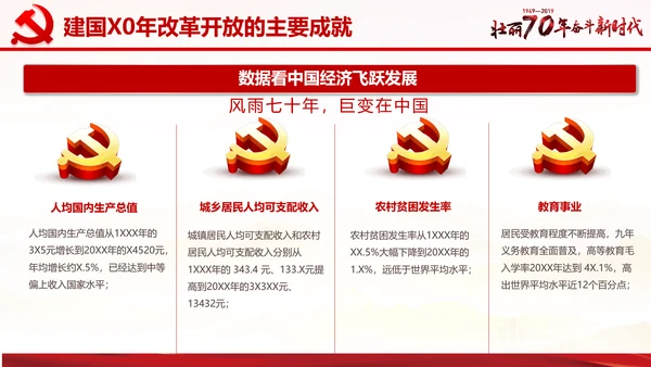 欢度国庆机关党政风通用PPT模板