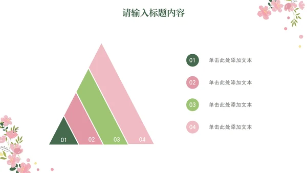 小清新粉色花卉工作总结PPT模板