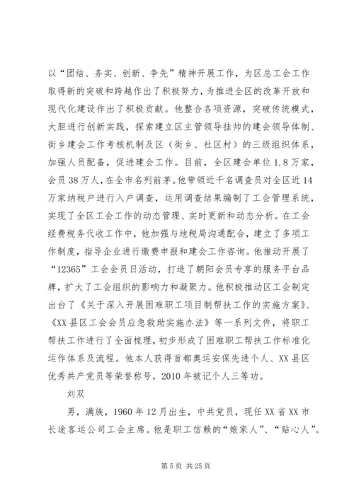 全国优秀工会工作者标兵简要事迹.docx