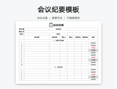 工作进度会议纪要模板