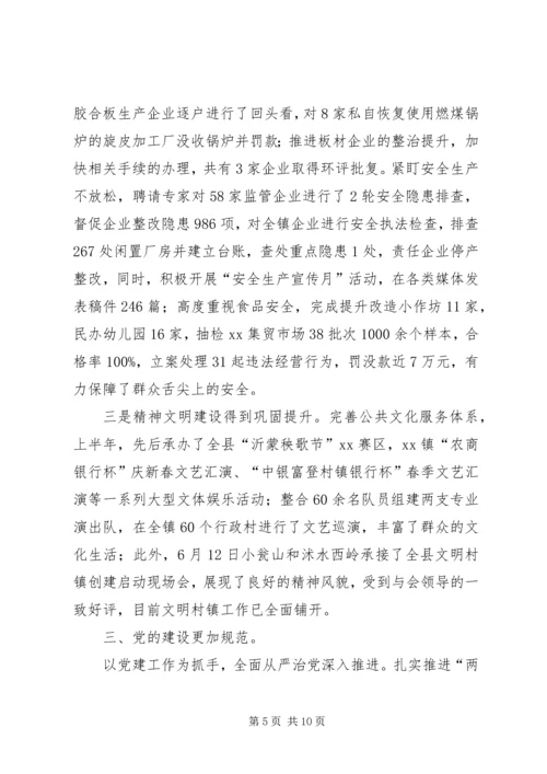 乡镇某年上半年工作总结及下半年打算.docx