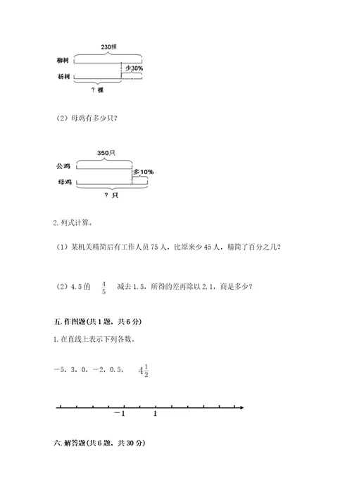 固镇县六年级下册数学期末测试卷及完整答案1套