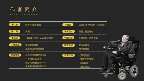 《时间简史》好书推荐读书分享PPT模板