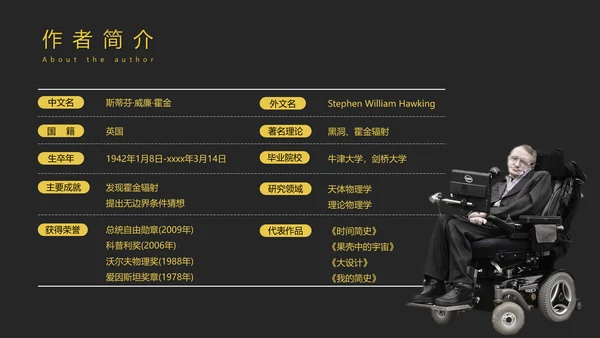 《时间简史》好书推荐读书分享PPT模板