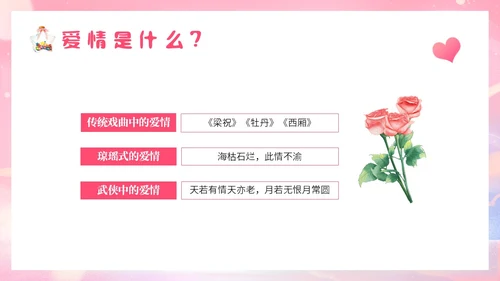 粉色梦幻插画大学生恋爱与性心理健康正确恋爱观PPT课件
