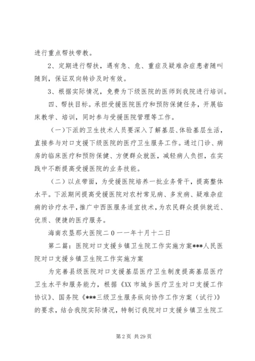二0一一年对口支援下级医院和卫生支农工作实施方案].docx
