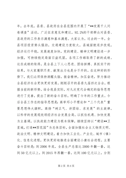 县委书记在人大会议党员代表会议上的讲话.docx
