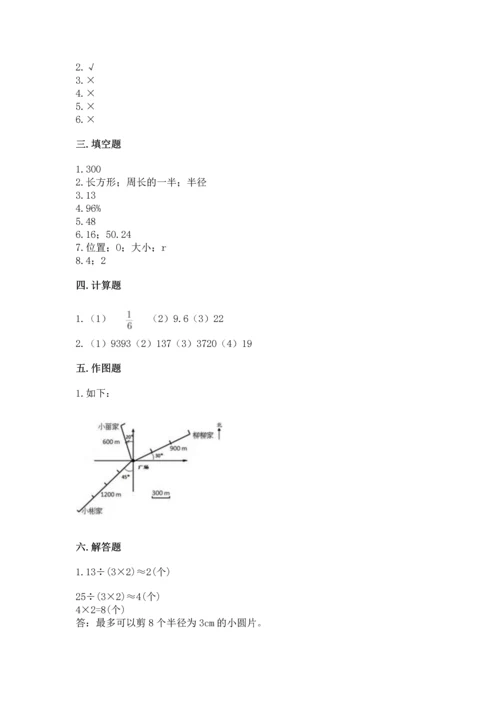 小学六年级上册数学期末测试卷带答案（达标题）.docx