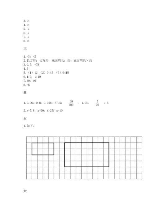 人教版数学六年级下册试题期末模拟检测卷精品（网校专用）.docx