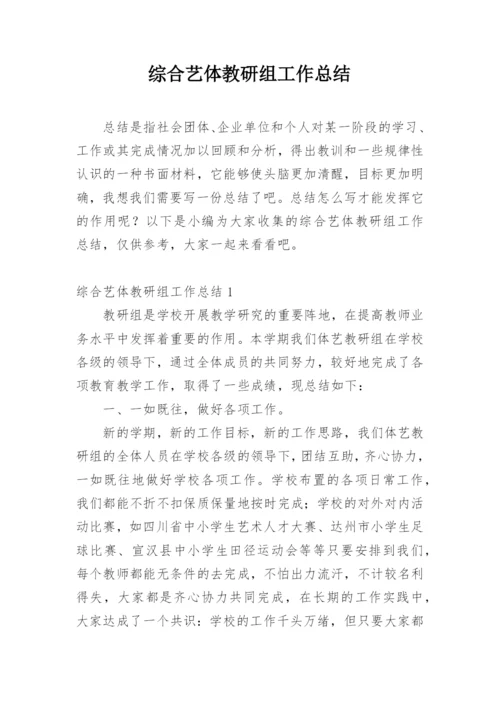 综合艺体教研组工作总结.docx
