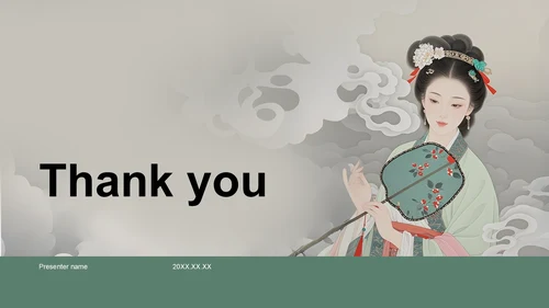绿色复古中国风李清照人物介绍PPT主题