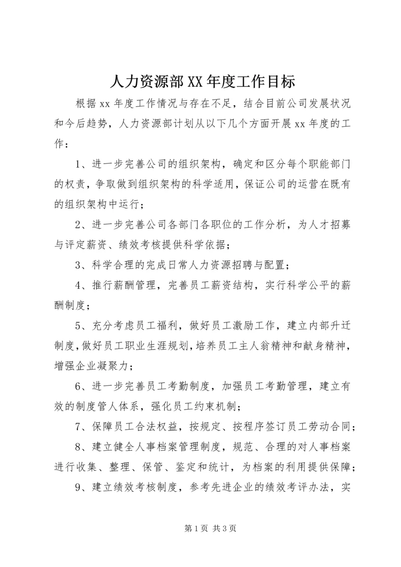 人力资源部某年度工作目标.docx