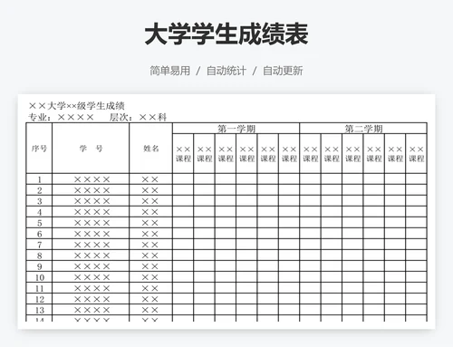 大学学生成绩表
