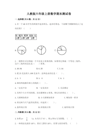 人教版六年级上册数学期末测试卷带答案（轻巧夺冠）.docx