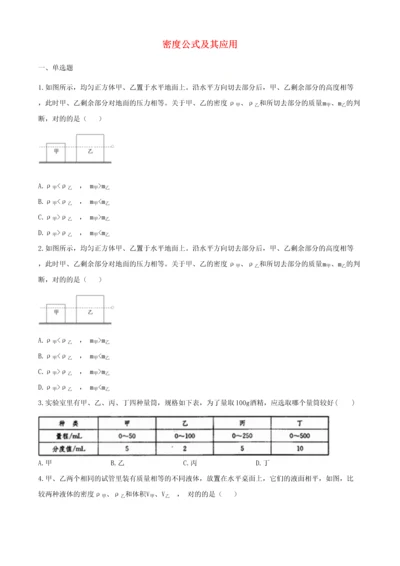 2023年中考物理知识点全突破系列专题密度公式及其应用.docx