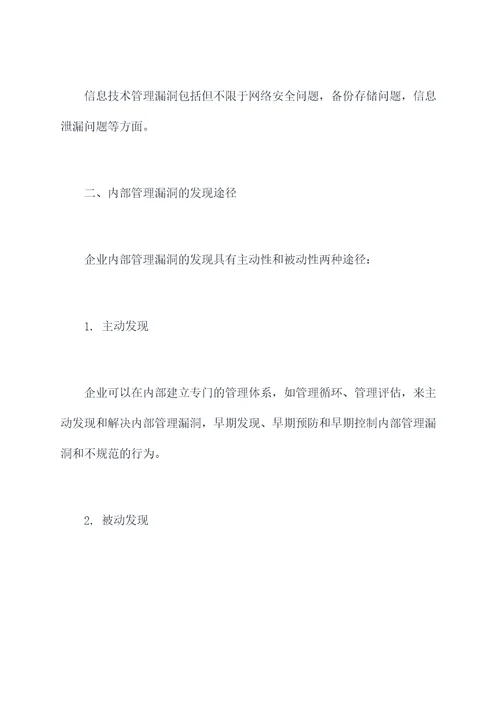 内部管理漏洞发现原因剖析