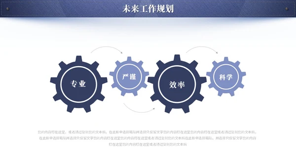 蓝色简约创意牛仔布质感工作总结工作汇报ppt模板