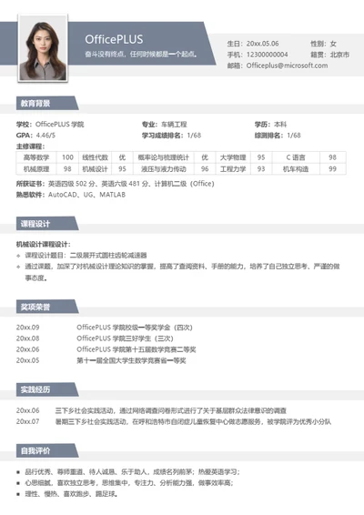 本科毕业校招个人简历模板