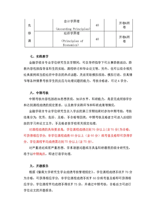 暨南大学金融硕士专业学位研究生培养方案