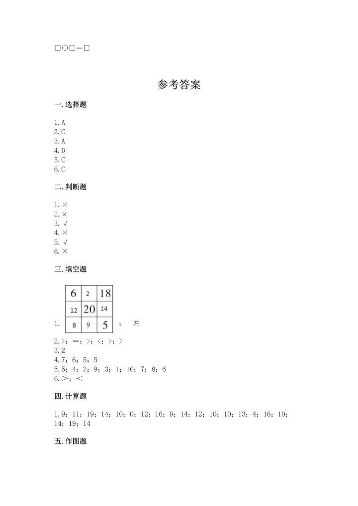 人教版一年级上册数学期末测试卷【考点提分】.docx