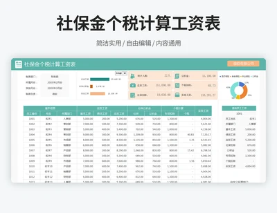 社保金个税计算工资表