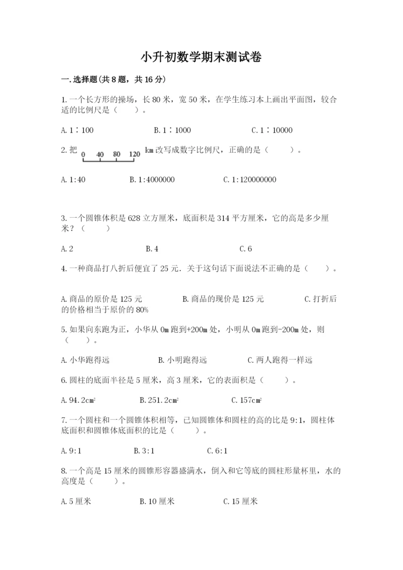 小升初数学期末测试卷完美版.docx