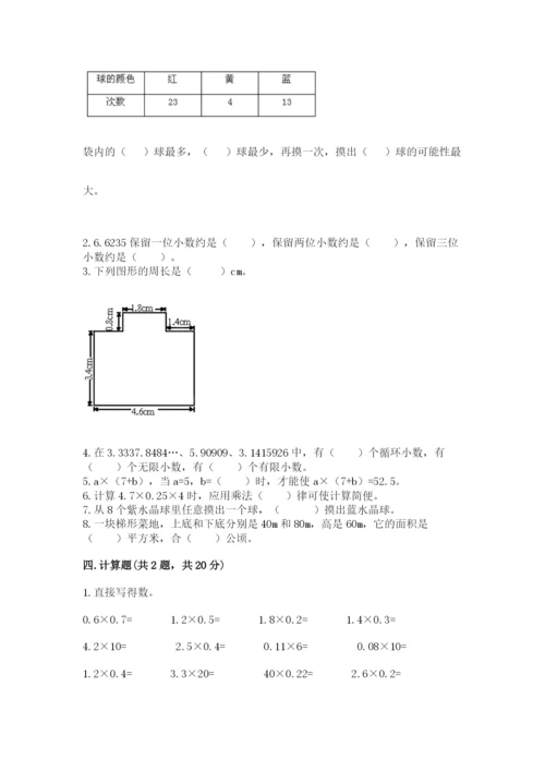 小学五年级上册数学期末测试卷及参考答案【黄金题型】.docx