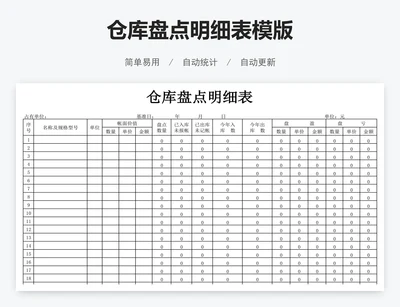 仓库盘点明细表模版