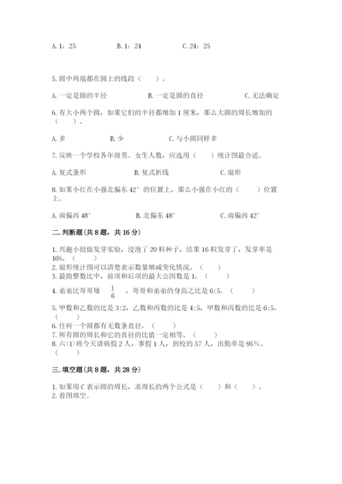 人教版六年级上册数学期末测试卷（含答案）word版.docx