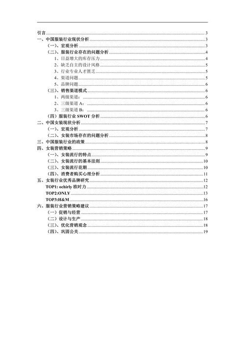 市场营销毕业论文服装行业时尚女装研究报告