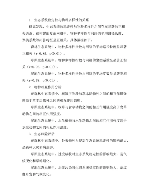 复杂网络在生态学中的应用研究