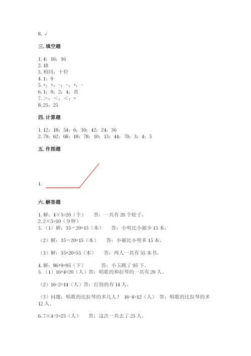 小学数学二年级上册期中测试卷（名师系列）word版.docx